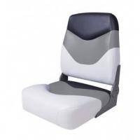 Сиденье мягкое складное Premium High Back Boat Seat, (Бело-Серое)