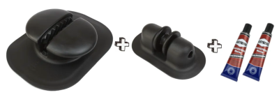 Якорный рым, якорный ролик роульс для лодки ПВХ, клей 2шт., комплект, черный